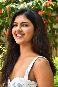 actress Rupa Srinivas sexy in a white and blue dress