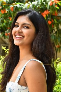 actress Rupa Srinivas sexy in a white and blue dress