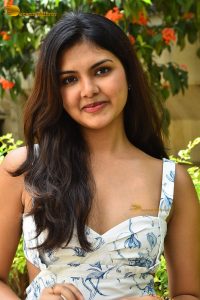 actress Rupa Srinivas sexy in a white and blue dress