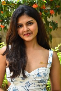 actress Rupa Srinivas sexy in a white and blue dress