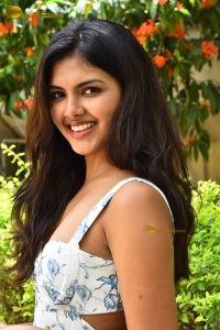 actress Rupa Srinivas sexy in a white and blue dress