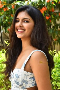actress Rupa Srinivas sexy in a white and blue dress