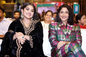 Actresses Regina Cassandra and Nivetha Thomas attend the pre-release function of the film Saakini Daakini