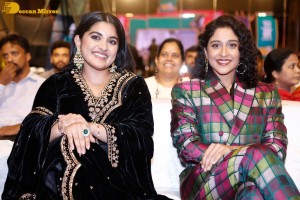 Actresses Regina Cassandra and Nivetha Thomas attend the pre-release function of the film Saakini Daakini