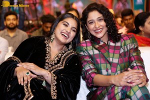 Actresses Regina Cassandra and Nivetha Thomas attend the pre-release function of the film Saakini Daakini