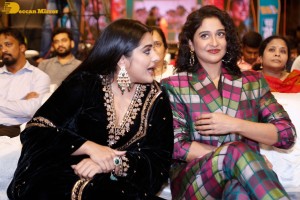 Actresses Regina Cassandra and Nivetha Thomas attend the pre-release function of the film Saakini Daakini