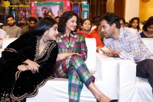 Actresses Regina Cassandra and Nivetha Thomas attend the pre-release function of the film Saakini Daakini