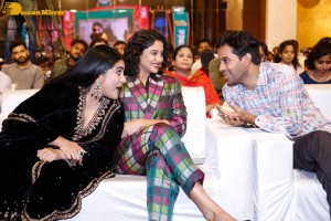 Actresses Regina Cassandra and Nivetha Thomas attend the pre-release function of the film Saakini Daakini