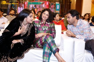 Actresses Regina Cassandra and Nivetha Thomas attend the pre-release function of the film Saakini Daakini