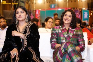 Actresses Regina Cassandra and Nivetha Thomas attend the pre-release function of the film Saakini Daakini