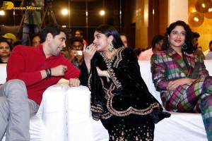 Actresses Regina Cassandra and Nivetha Thomas attend the pre-release function of the film Saakini Daakini