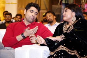 Actresses Regina Cassandra and Nivetha Thomas attend the pre-release function of the film Saakini Daakini