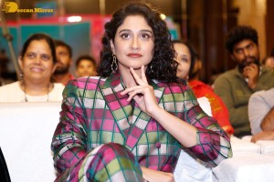 Actresses Regina Cassandra and Nivetha Thomas attend the pre-release function of the film Saakini Daakini