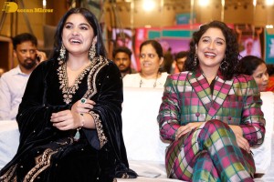 Actresses Regina Cassandra and Nivetha Thomas attend the pre-release function of the film Saakini Daakini