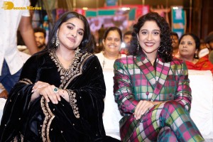 Actresses Regina Cassandra and Nivetha Thomas attend the pre-release function of the film Saakini Daakini