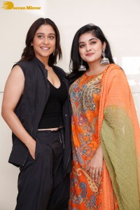 Regina Cassandra and Nivetha Thomas attend the press meet of the movie Saakini Daakini
