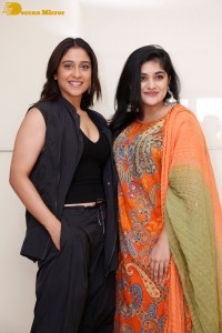 Regina Cassandra and Nivetha Thomas attend the press meet of the movie Saakini Daakini