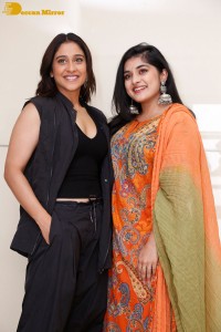 Regina Cassandra and Nivetha Thomas attend the press meet of the movie Saakini Daakini