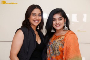 Regina Cassandra and Nivetha Thomas attend the press meet of the movie Saakini Daakini