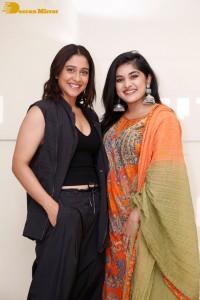 Regina Cassandra and Nivetha Thomas attend the press meet of the movie Saakini Daakini