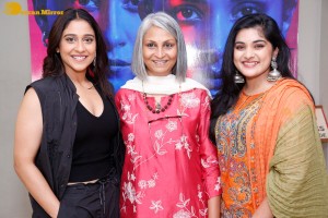 Regina Cassandra and Nivetha Thomas attend the press meet of the movie Saakini Daakini