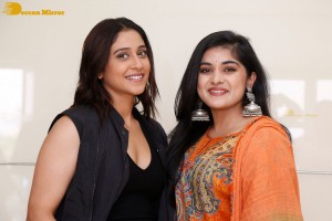 Regina Cassandra and Nivetha Thomas attend the press meet of the movie Saakini Daakini