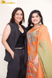 Regina Cassandra and Nivetha Thomas attend the press meet of the movie Saakini Daakini