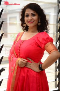 Model turned Actress Sai Keerthana Swargam in Red Salwar Kameez posing for a photoshoot