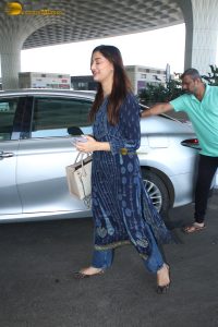 Bollywood actress Saiee Manjrekar gorgeous in a blue salwar