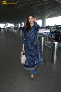 Bollywood actress Saiee Manjrekar gorgeous in a blue salwar