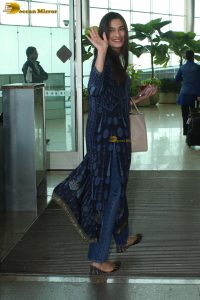 Bollywood actress Saiee Manjrekar gorgeous in a blue salwar