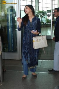 Bollywood actress Saiee Manjrekar gorgeous in a blue salwar