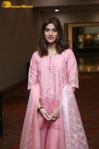 Actress Saiee Manjrekar in a pink dress