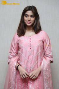 Actress Saiee Manjrekar in a pink dress