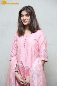 Actress Saiee Manjrekar in a pink dress