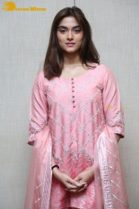 Actress Saiee Manjrekar in a pink dress