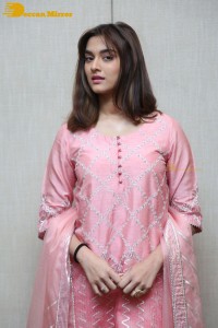 Actress Saiee Manjrekar in a pink dress