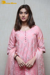Actress Saiee Manjrekar in a pink dress