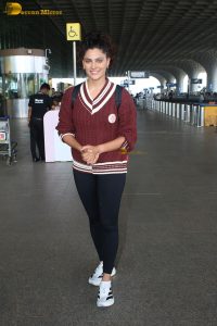 actress Saiyami Kher cute in a reddish brown top