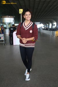 actress Saiyami Kher cute in a reddish brown top