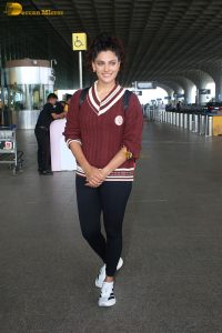 actress Saiyami Kher cute in a reddish brown top