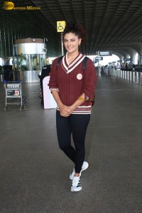 actress Saiyami Kher cute in a reddish brown top
