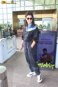 actress Saiyami Kher in track suit at airport