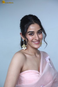 actress sakshi vaidya cute looks in a shoulderless blouse and saree