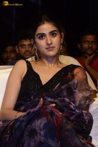 actress sakshi vaidya cute looks in a black saree at a movie event