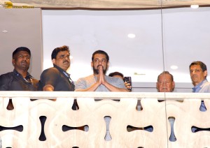 Salman Khan waves to his fans from his house on his 58th birthday