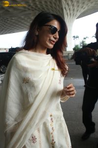 Indian actress samantha in a white salwar dress