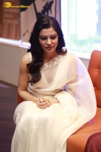 Samantha Ruth Prabhu in a white saree promoting her film