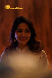 Actress Samyuktha Menon in a white salwar kameez