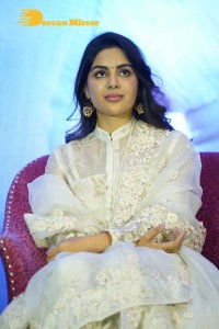 Actress Samyuktha Menon in a white salwar kameez
